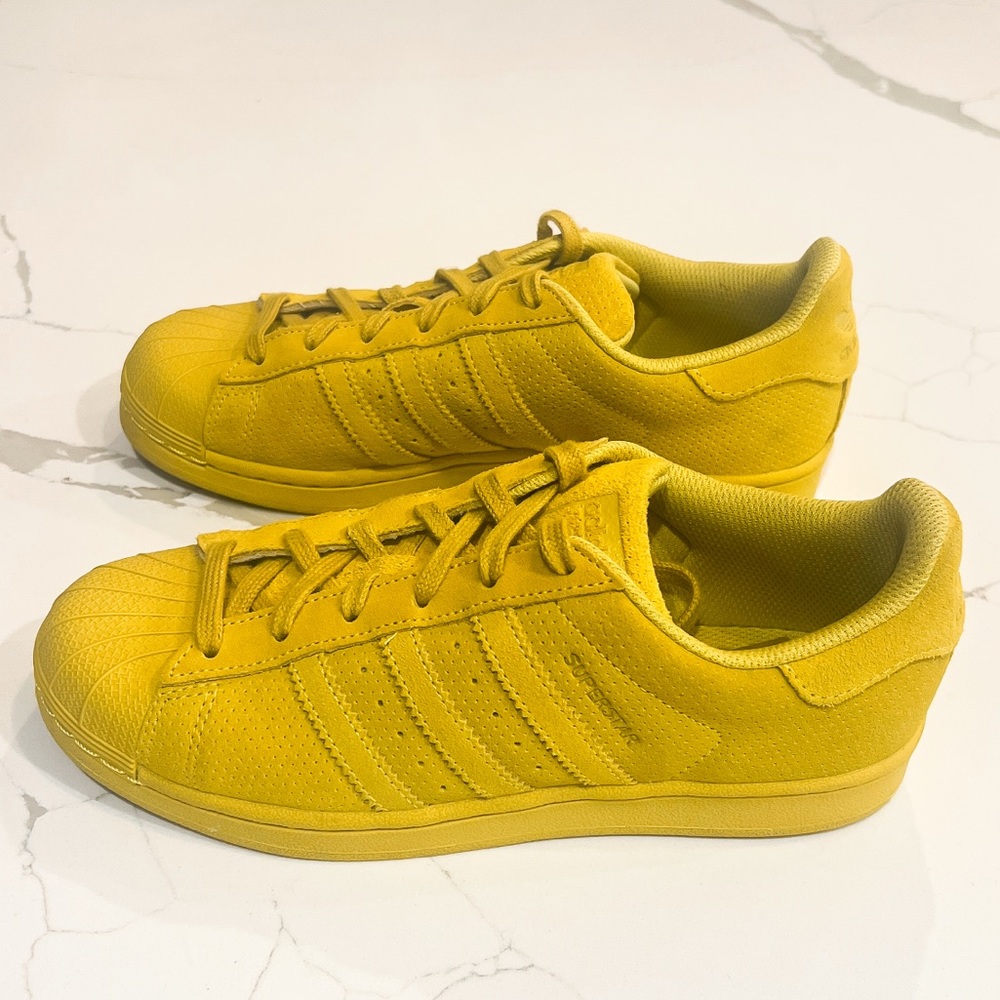 Adidas Superstar Shell Toe Yellow Sneaker Mens Sz 5.5 - Picture 9 of 16